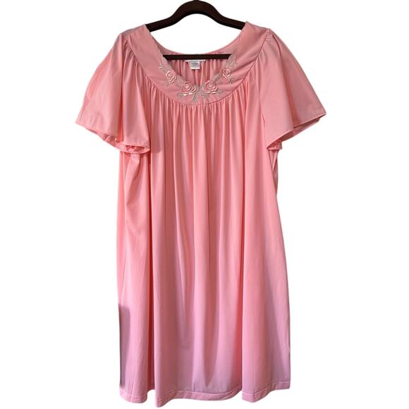 Shadowline Petals Short Sleeve Nightgown Pajamas PJs 36280 Melon Size 3X EUC - Picture 2 of 7